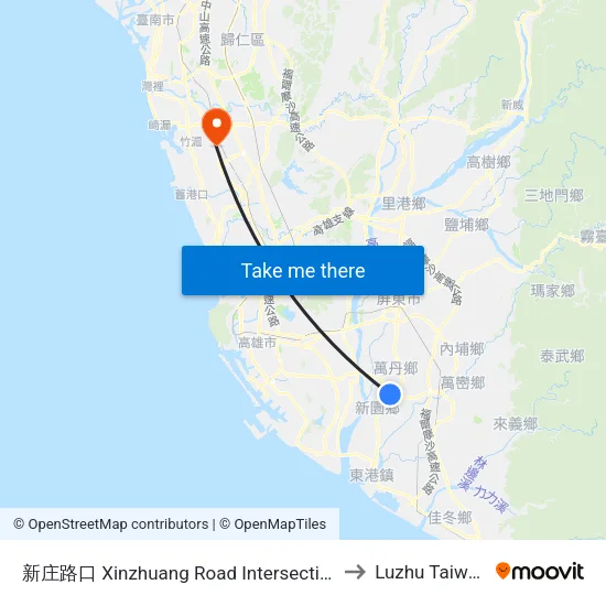 新庄路口 Xinzhuang Road Intersection to Luzhu Taiwan map