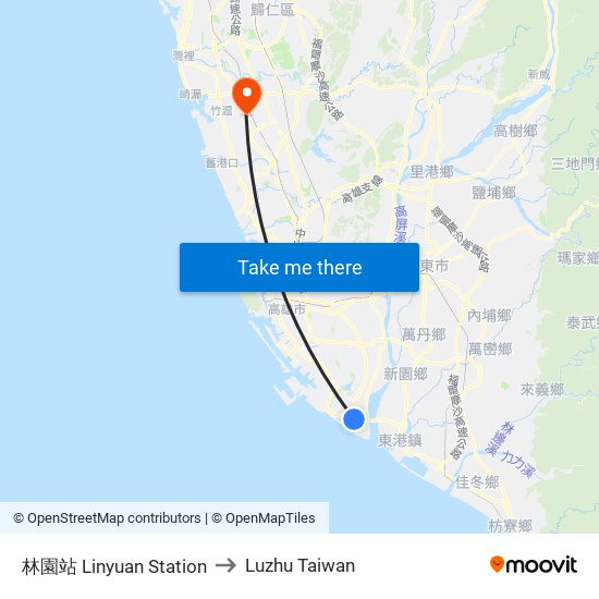 林園站 Linyuan Station to Luzhu Taiwan map