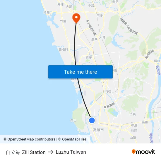 自立站 Zili Station to Luzhu Taiwan map