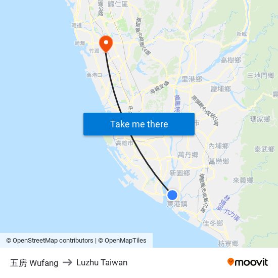 五房 Wufang to Luzhu Taiwan map