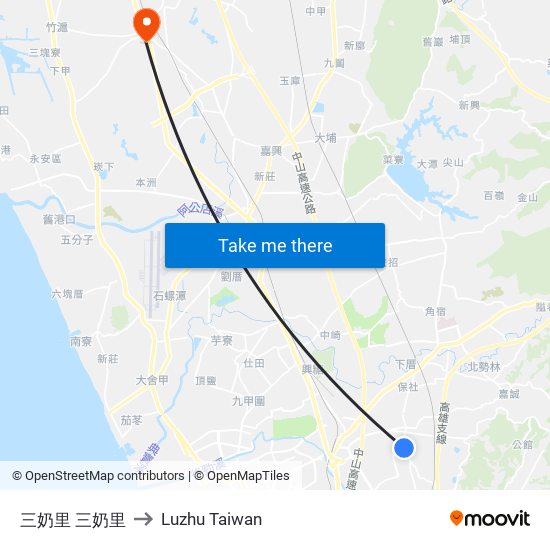 三奶里 三奶里 to Luzhu Taiwan map