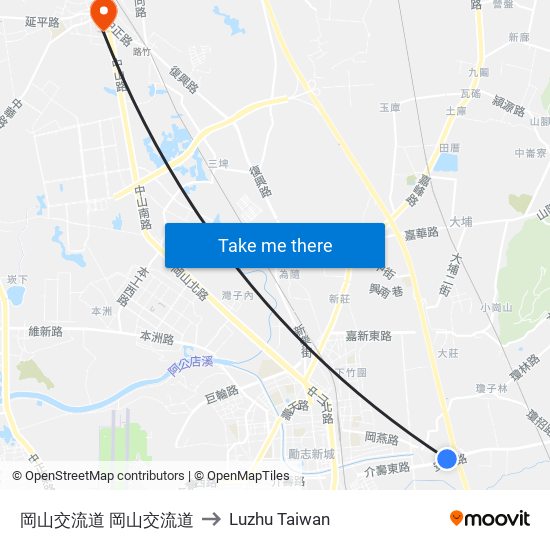 岡山交流道 岡山交流道 to Luzhu Taiwan map
