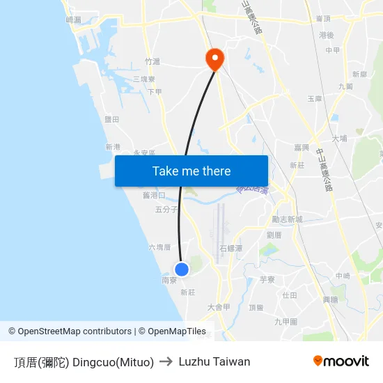 頂厝(彌陀) Dingcuo(Mituo) to Luzhu Taiwan map