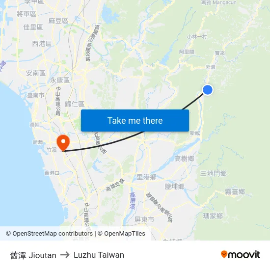 舊潭 Jioutan to Luzhu Taiwan map