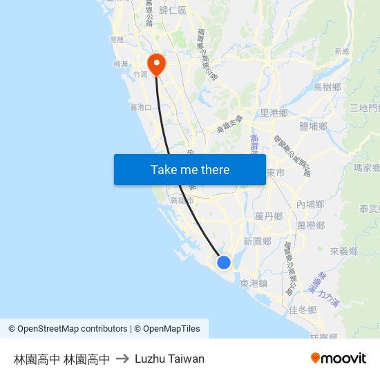 林園高中 林園高中 to Luzhu Taiwan map