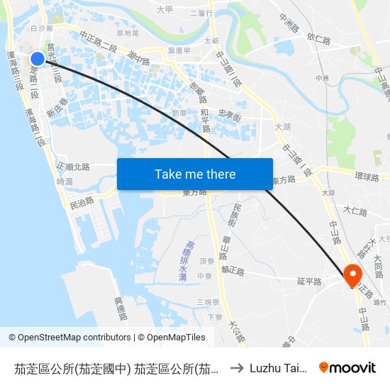 茄萣區公所(茄萣國中) 茄萣區公所(茄萣國中) to Luzhu Taiwan map