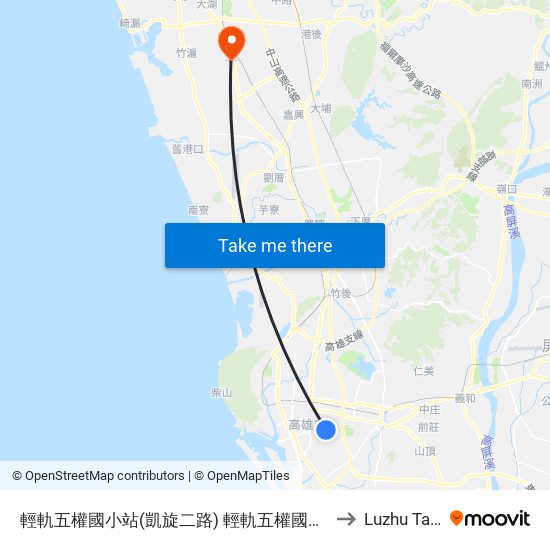 輕軌五權國小站(凱旋二路) 輕軌五權國小站(凱旋二路) to Luzhu Taiwan map