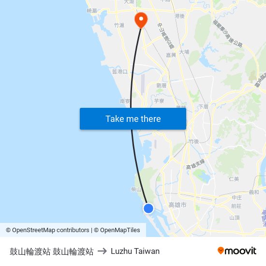 鼓山輪渡站 鼓山輪渡站 to Luzhu Taiwan map