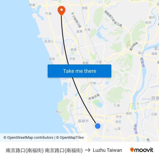 南京路口(南福街) 南京路口(南福街) to Luzhu Taiwan map