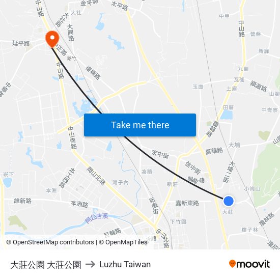 大莊公園 大莊公園 to Luzhu Taiwan map