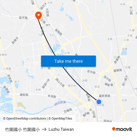 竹圍國小 竹圍國小 to Luzhu Taiwan map