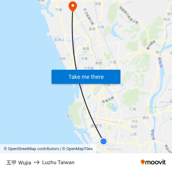 五甲 Wujia to Luzhu Taiwan map