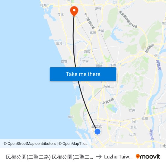 民權公園(二聖二路) 民權公園(二聖二路) to Luzhu Taiwan map