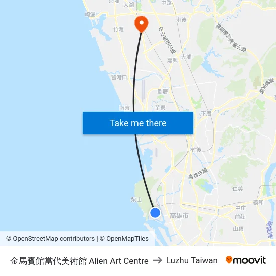 金馬賓館當代美術館 Alien Art Centre to Luzhu Taiwan map