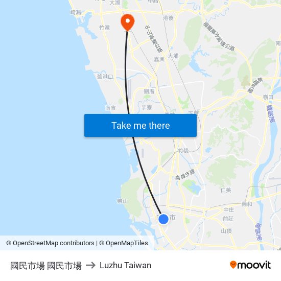 國民市場 國民市場 to Luzhu Taiwan map