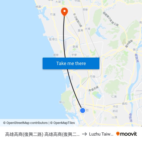 高雄高商(復興二路) 高雄高商(復興二路) to Luzhu Taiwan map