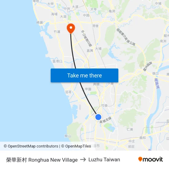 榮華新村 Ronghua New Village to Luzhu Taiwan map