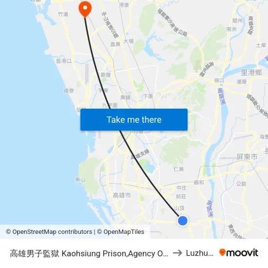 高雄男子監獄 Kaohsiung Prison,Agency Of Corrections,Ministry Of Justice to Luzhu Taiwan map