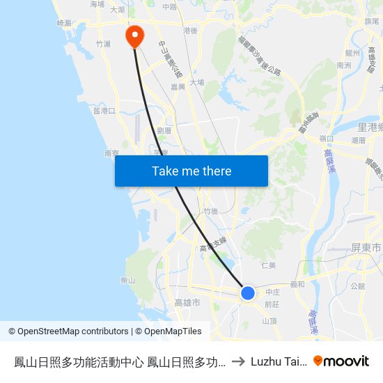 鳳山日照多功能活動中心 鳳山日照多功能活動中心 to Luzhu Taiwan map