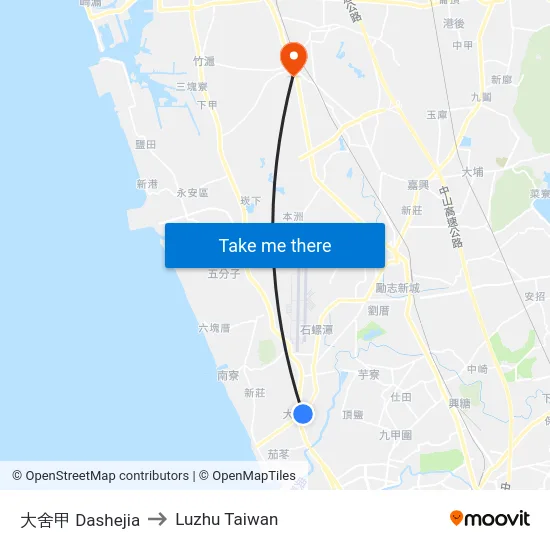 大舍甲 Dashejia to Luzhu Taiwan map