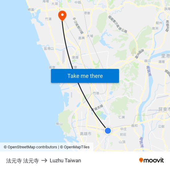 法元寺 法元寺 to Luzhu Taiwan map