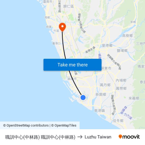 職訓中心(中林路) 職訓中心(中林路) to Luzhu Taiwan map