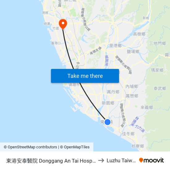 東港安泰醫院 Donggang An Tai Hospital to Luzhu Taiwan map