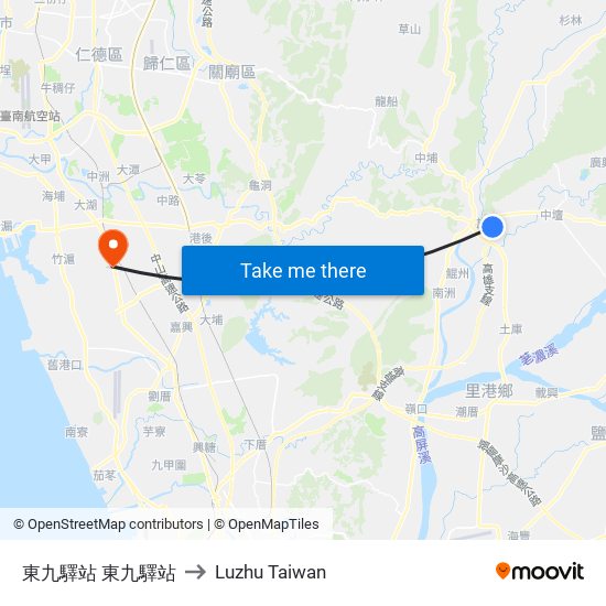 東九驛站 東九驛站 to Luzhu Taiwan map