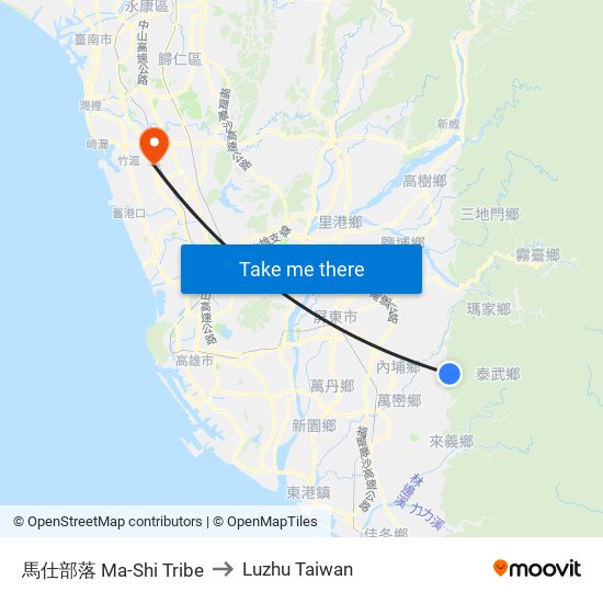 馬仕部落 Ma-Shi Tribe to Luzhu Taiwan map