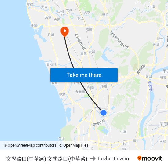 文學路口(中華路) 文學路口(中華路) to Luzhu Taiwan map