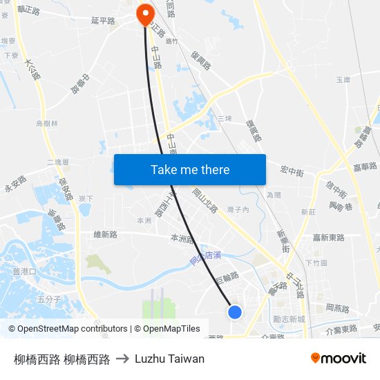 柳橋西路 柳橋西路 to Luzhu Taiwan map