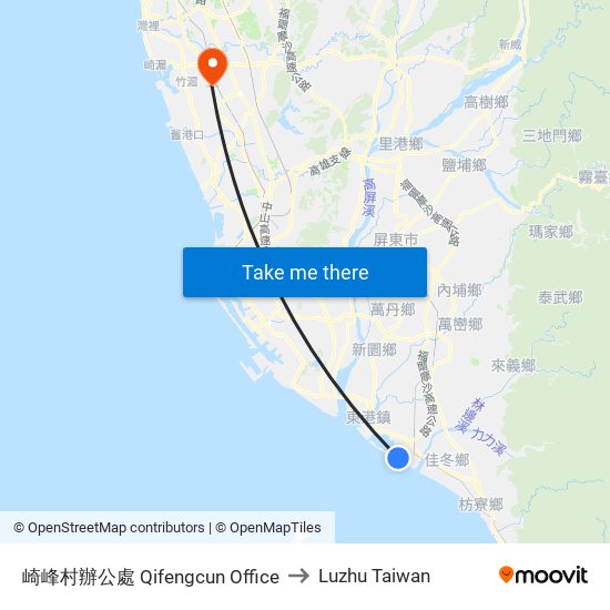 崎峰村辦公處 Qifengcun  Office to Luzhu Taiwan map