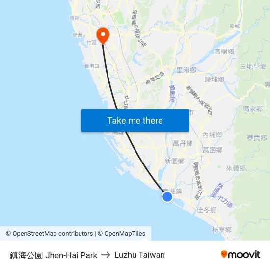 鎮海公園 Jhen-Hai Park to Luzhu Taiwan map