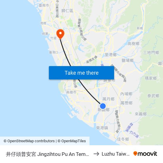 井仔頭普安宮 Jingzihtou Pu An Temple to Luzhu Taiwan map