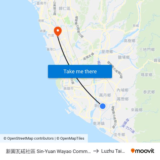 新園瓦磘社區 Sin-Yuan Wayao Community to Luzhu Taiwan map