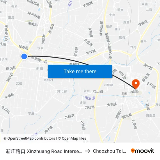 新庄路口 Xinzhuang Road Intersection to Chaozhou Taiwan map