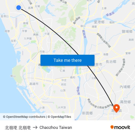 北嶺墘 北嶺墘 to Chaozhou Taiwan map