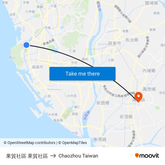 果貿社區 果貿社區 to Chaozhou Taiwan map