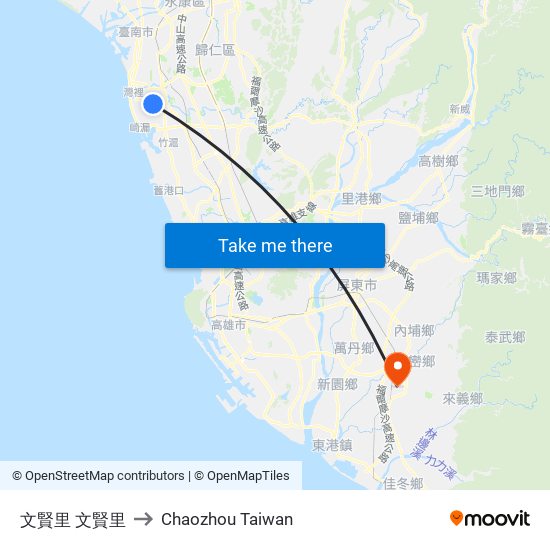 文賢里 文賢里 to Chaozhou Taiwan map