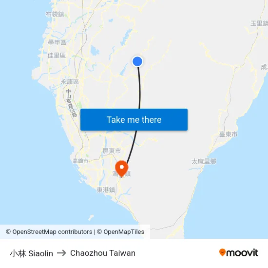 小林 Siaolin to Chaozhou Taiwan map