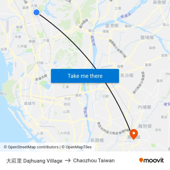 大莊里 Dajhuang Village to Chaozhou Taiwan map