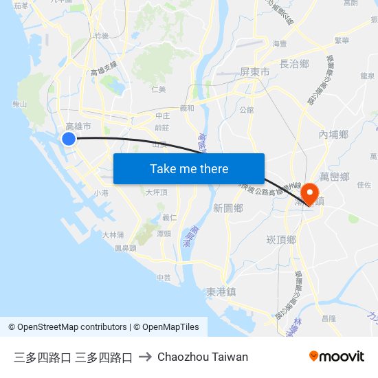 三多四路口 三多四路口 to Chaozhou Taiwan map