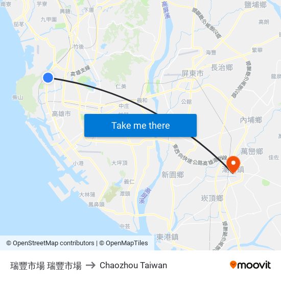 瑞豐市場 瑞豐市場 to Chaozhou Taiwan map