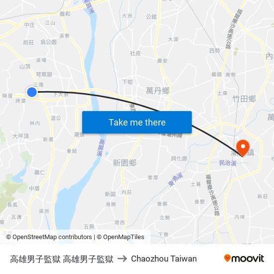 高雄男子監獄 高雄男子監獄 to Chaozhou Taiwan map