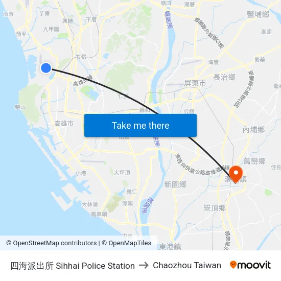 四海派出所 Sihhai Police Station to Chaozhou Taiwan map
