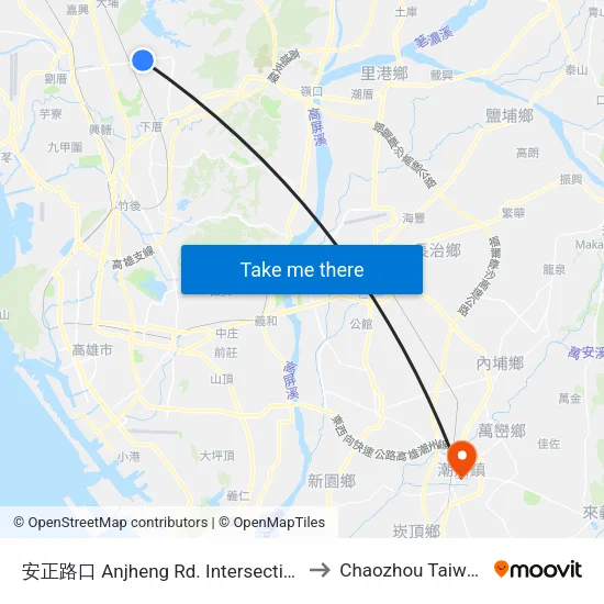 安正路口 Anjheng Rd. Intersection to Chaozhou Taiwan map