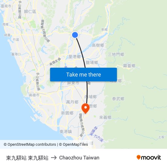 東九驛站 東九驛站 to Chaozhou Taiwan map