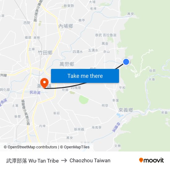 武潭部落 Wu-Tan Tribe to Chaozhou Taiwan map