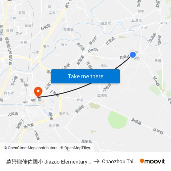 萬巒鄉佳佐國小 Jiazuo Elementary School to Chaozhou Taiwan map