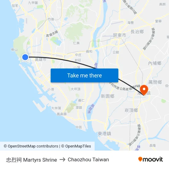 忠烈祠 Martyrs Shrine to Chaozhou Taiwan map